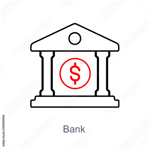Bank and financial institution icon concept