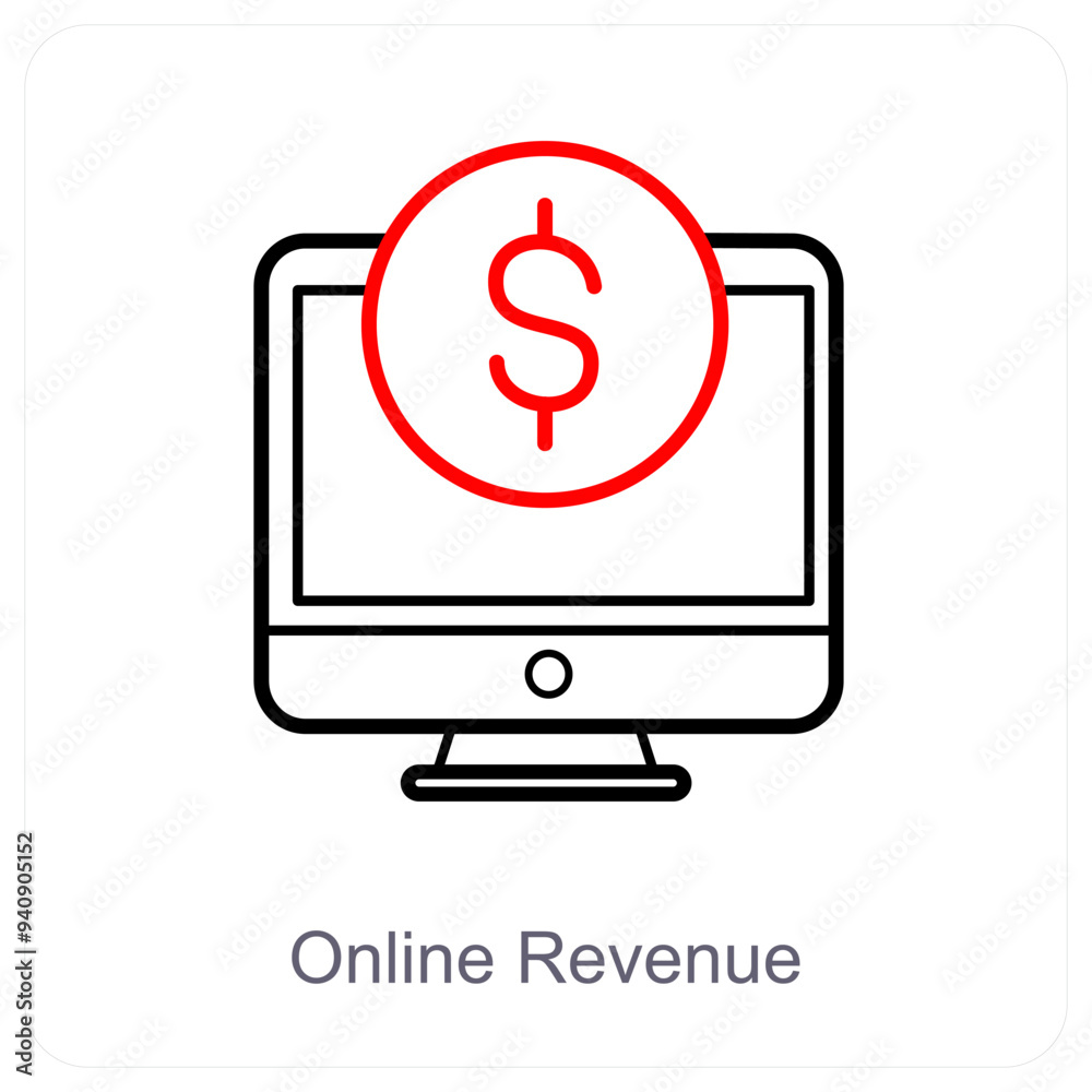 Online Revenue and digital money icon concept Online Revenue and digital money icon concept