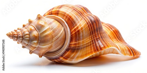 Isolated bright spiral seashell conch for use as decoration element, seashell, conch, isolated, bright, decoration, spiral