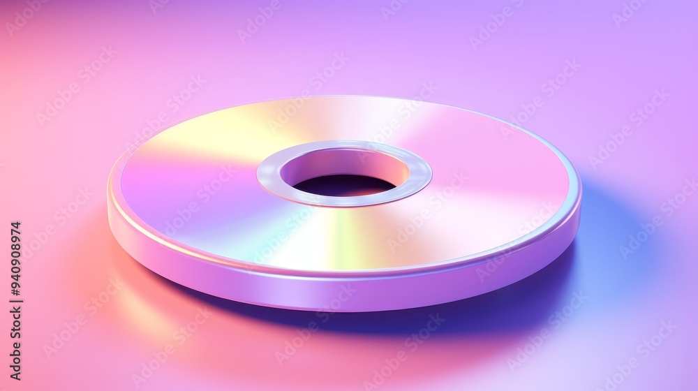 Colorful reflective disc on a vibrant gradient background, perfect for multimedia or technology-related themes. Colorful reflective disc on a vibrant gradient background, perfect for multimedia or technology-related themes.