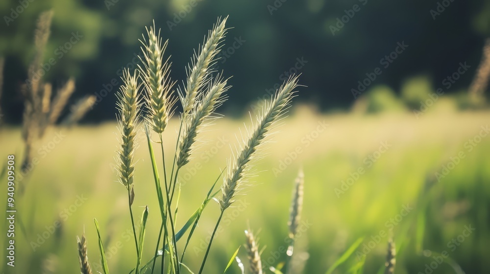A tight shot of a grassy expanse, trees in distant haze form a blurred backdrop, nearer lies the vivid foreground of the grass field A tight shot of a grassy expanse, trees in distant haze form a blurred backdrop, nearer lies the vivid foreground of the grass field