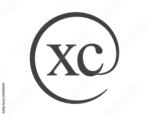 XC logo from two letter with circle shape email sign style. X and C round logotype of business company