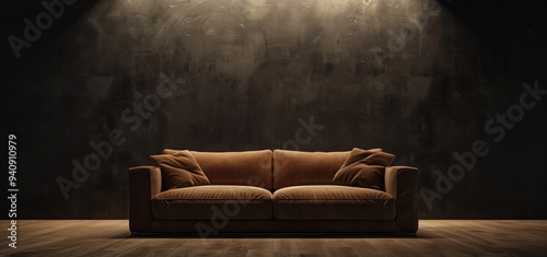 Brown Sofa in a Minimalist Interior