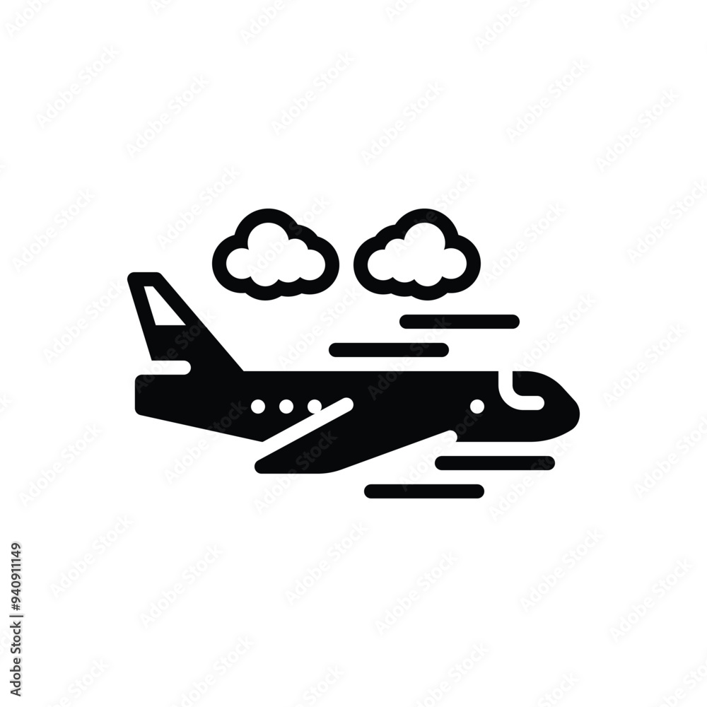 Black solid icon for plane Black solid icon for plane