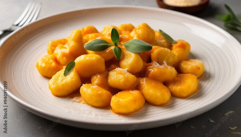 Homemade pumpkin gnocchi space for text Homemade pumpkin gnocchi space for text