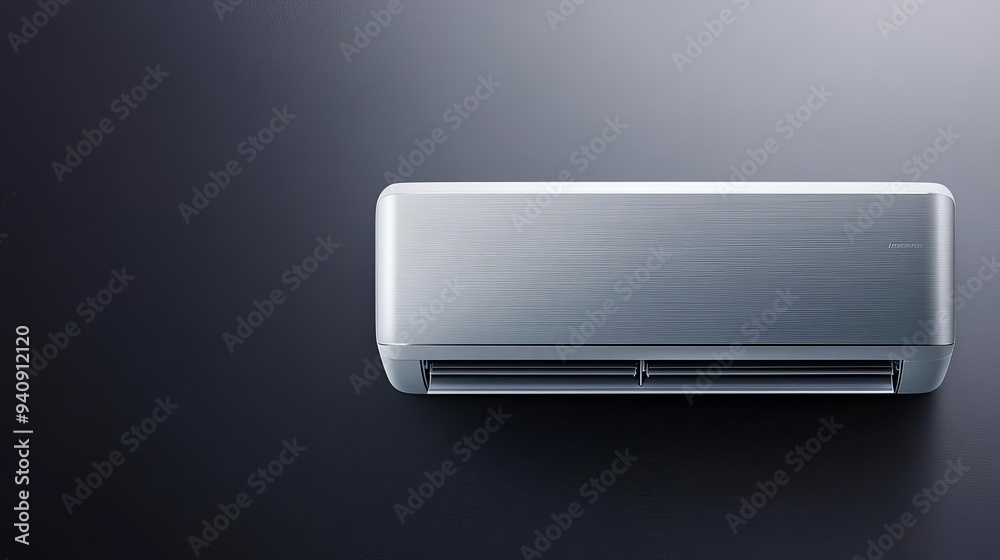 Air conditioner with a sleek, silver design, modern aesthetics, cooling luxury Air conditioner with a sleek, silver design, modern aesthetics, cooling luxury