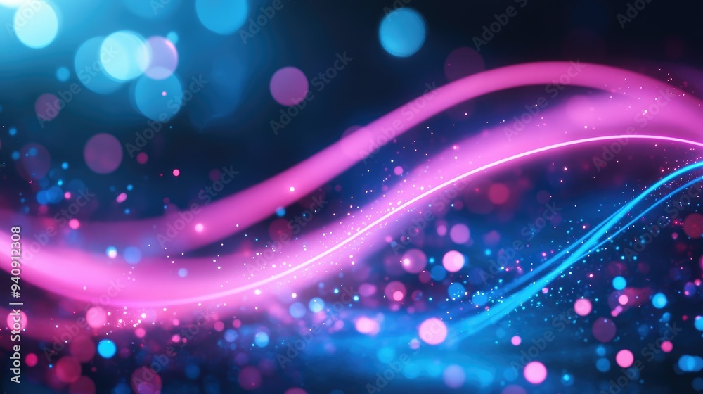 abstract background with pink blue glowing neon lines and bokeh lights abstract background with pink blue glowing neon lines and bokeh lights
