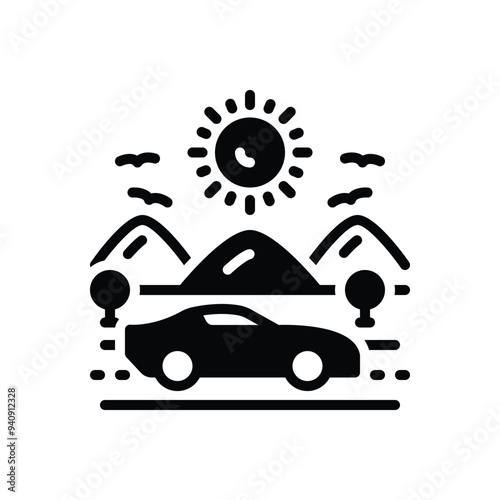 Black solid icon for travelling