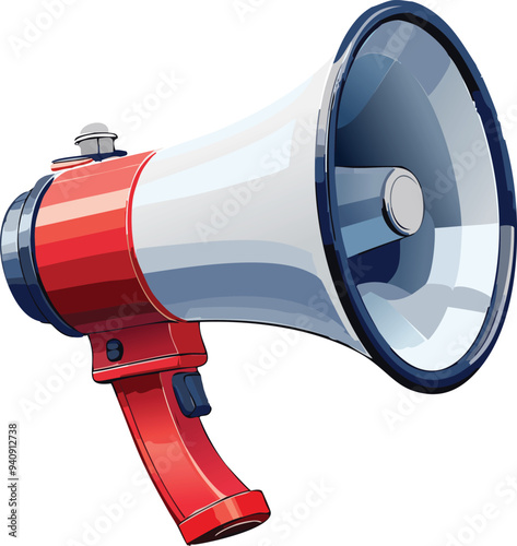 Red and white megaphone announcing vector