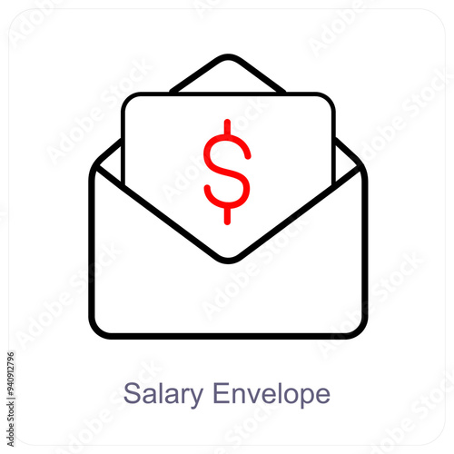 Salary Envelope and increment icon concept