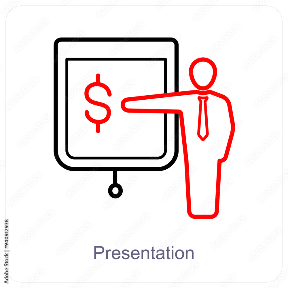 Presentation and finance icon concept Presentation and finance icon concept