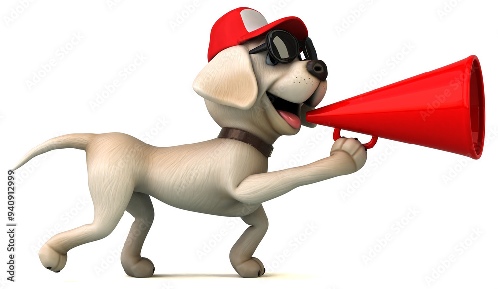 Fun 3D cartoon white Labrador retriever Fun 3D cartoon white Labrador retriever