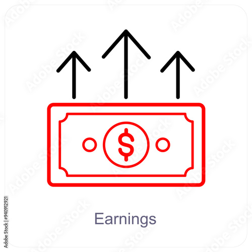 Earnings and cash icon concept