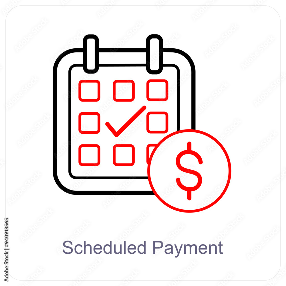 Scheduled Payment and calendar icon concept Scheduled Payment and calendar icon concept