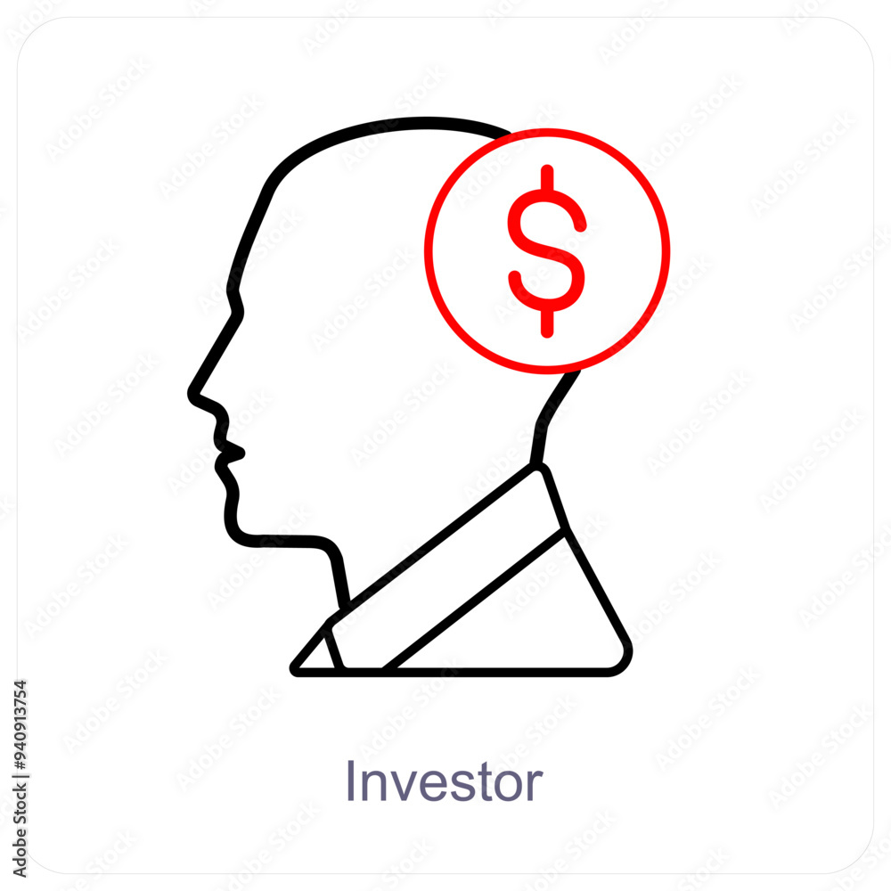 Investor and share market icon concept Investor and share market icon concept