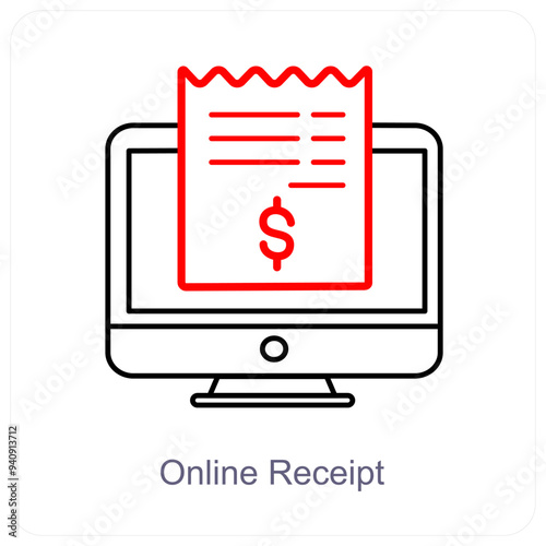 Online Receipt and online revenue icon concept