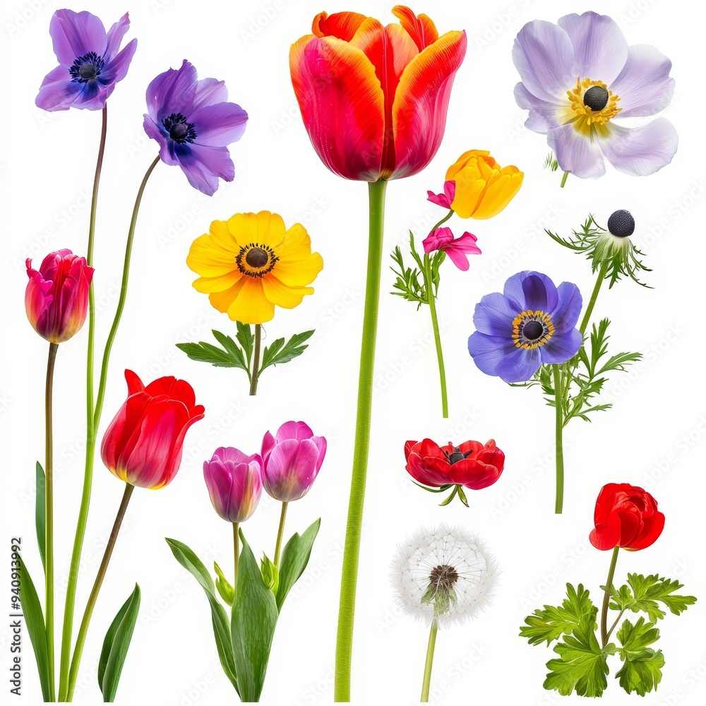 Fototapeta premium Flowers and buds isolated on white