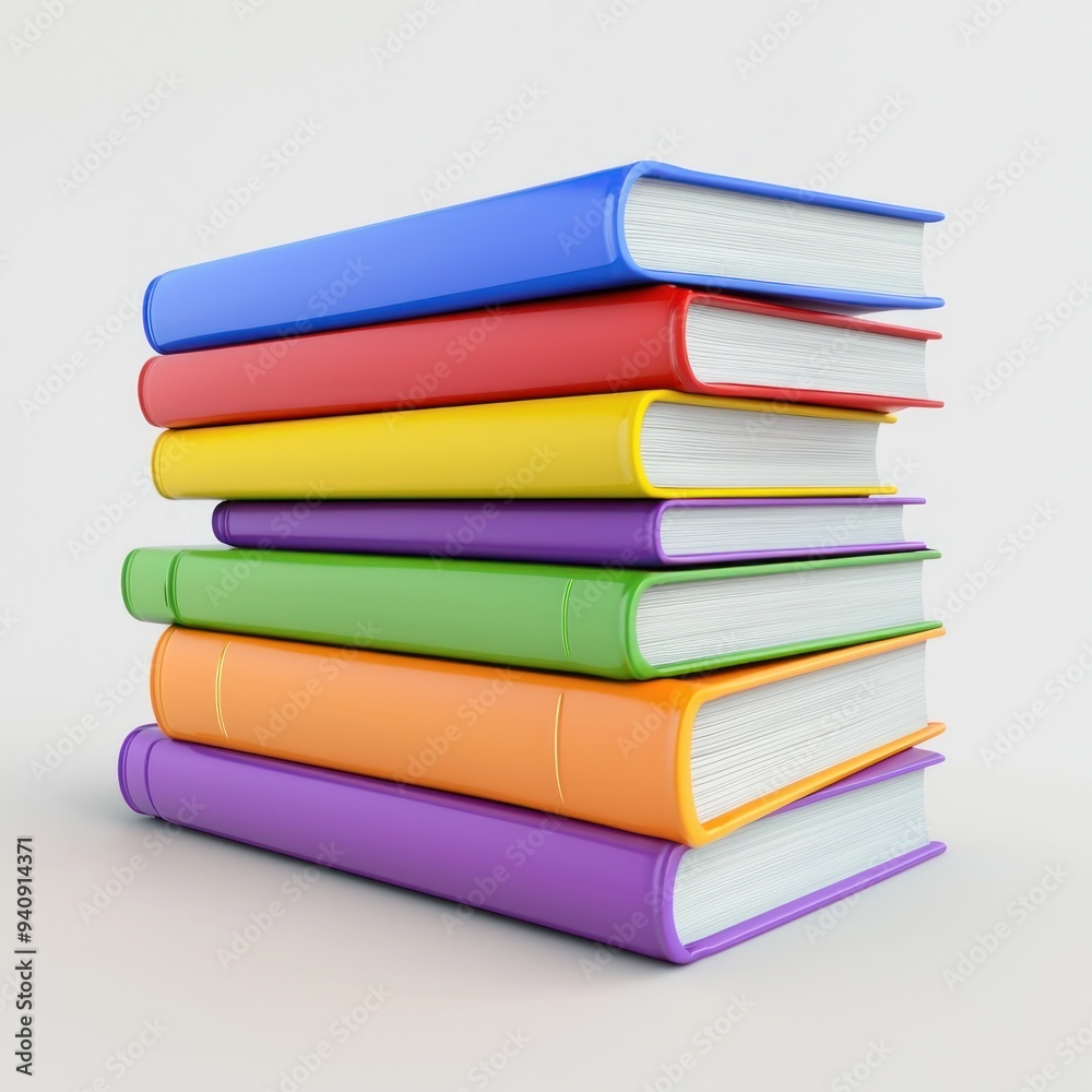 Stack of colorful books arranged in a vertical pile against a white background Generative AI Stack of colorful books arranged in a vertical pile against a white background Generative AI