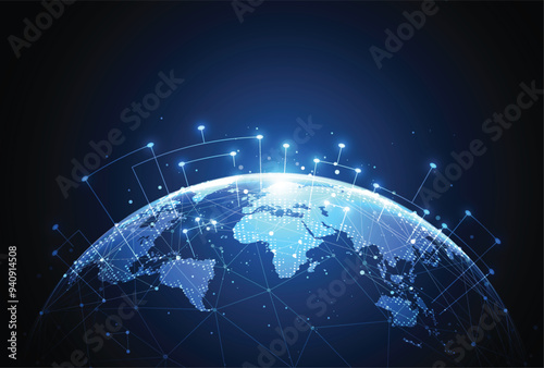 Global network connection. World map point and line composition concept of global business. Vector Illustration