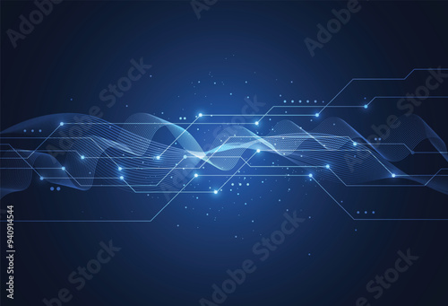 Abstract background with technology circuit board texture. Artificial intelligence electronic board. Communication and engineering concept. Vector illustration