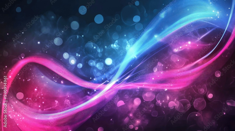 abstract background with pink blue glowing neon lines and bokeh lights abstract background with pink blue glowing neon lines and bokeh lights