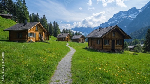 Charming Swiss Chalet Village in the Alps