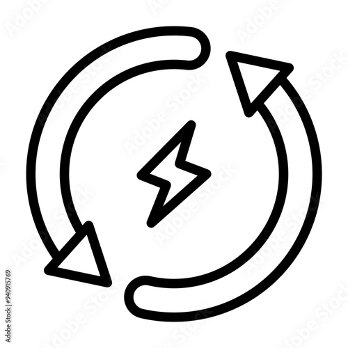 Renewed Energy Vector Line Icon Design