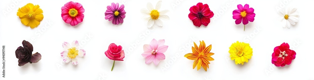 White background with beautiful flowers. Banner design.