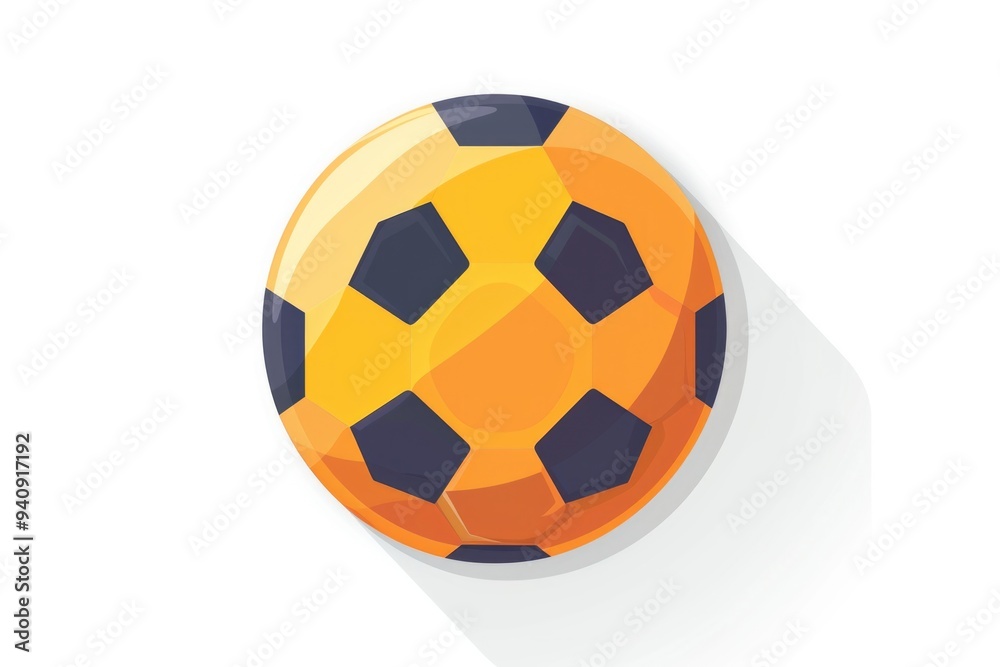 A soccer ball on a white background with a long shadow A soccer ball on a white background with a long shadow