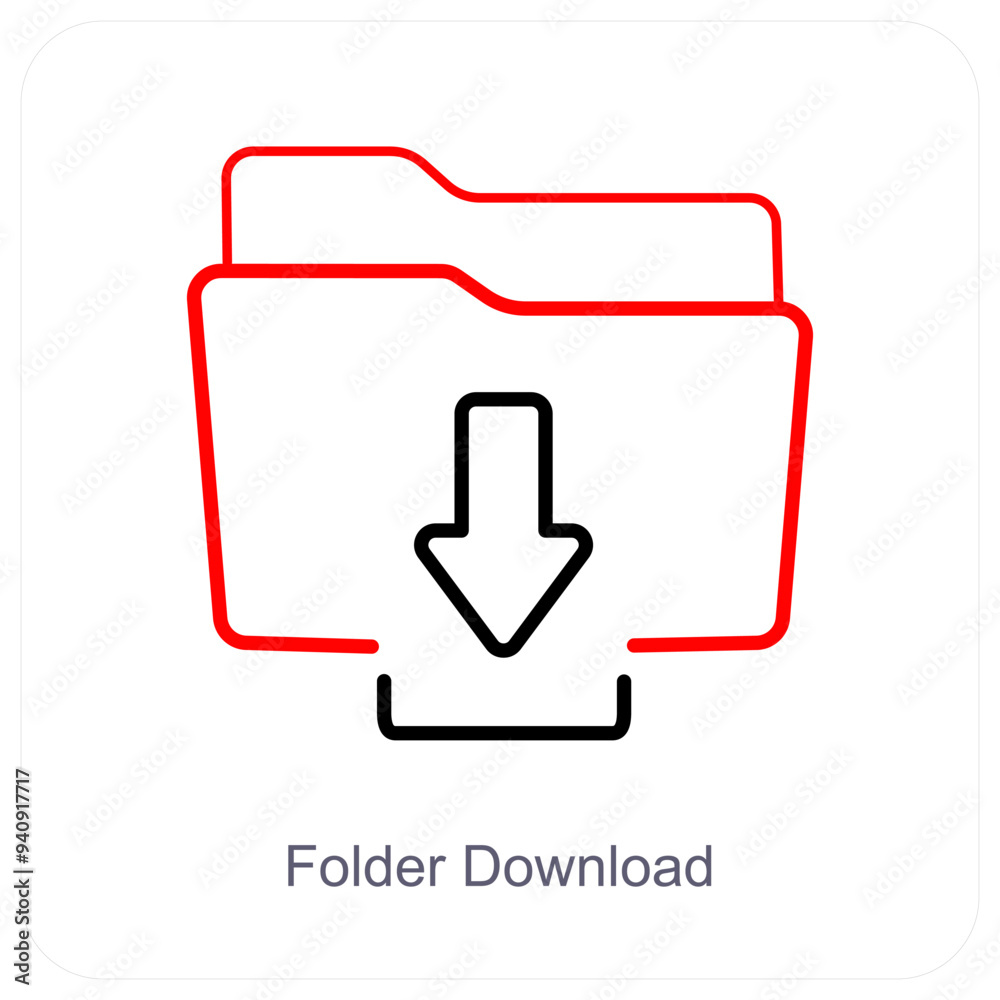 Folder Download and Document icon concept Folder Download and Document icon concept