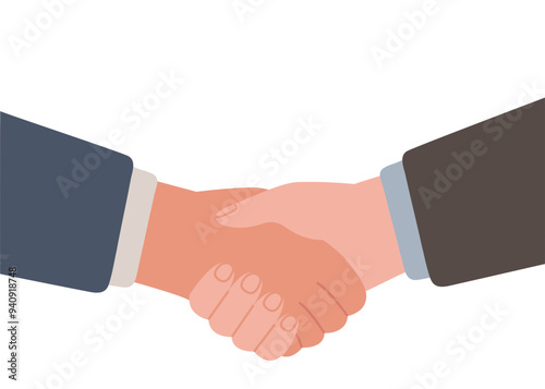 Handshake, business help and success in partnership. Helping hand. Hand shake team together. Men communication, business agreement, meeting. Sign contract, peace. Vector flat illustration