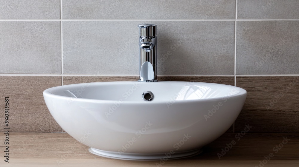 Modern Bathroom Sink with Chrome Faucet Modern Bathroom Sink with Chrome Faucet