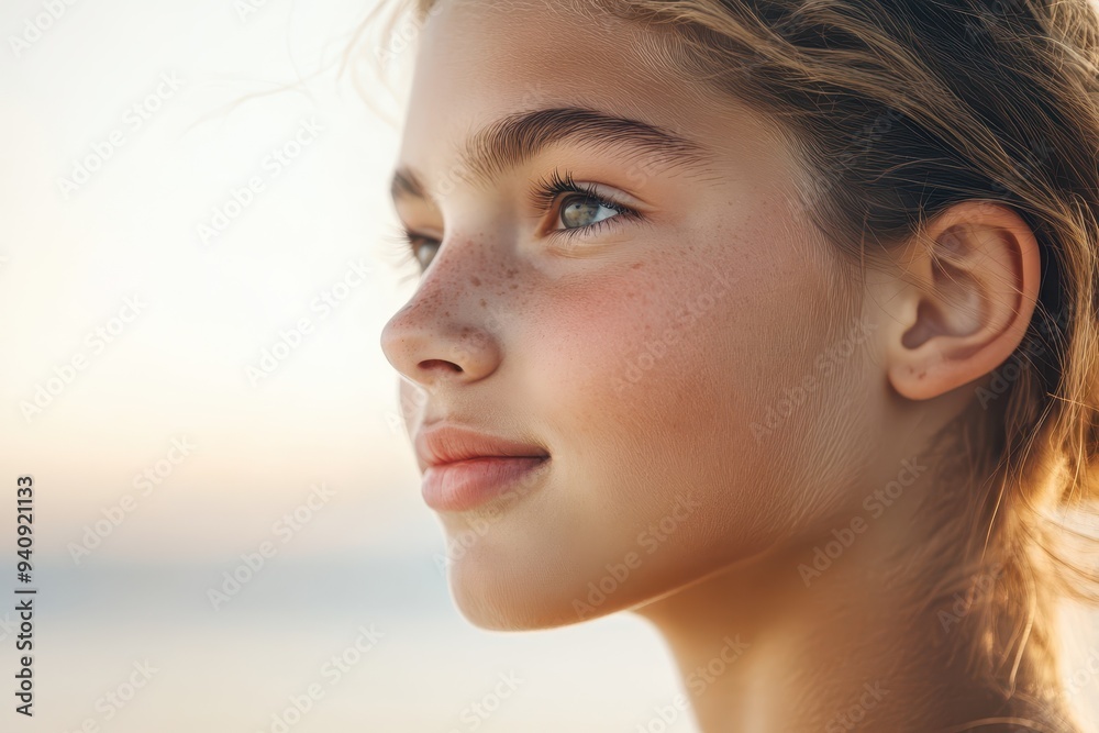 Tranquil Gen Z Woman Embracing Digital Detox While Learning to Surf on Serene Beach Tranquil Gen Z Woman Embracing Digital Detox While Learning to Surf on Serene Beach