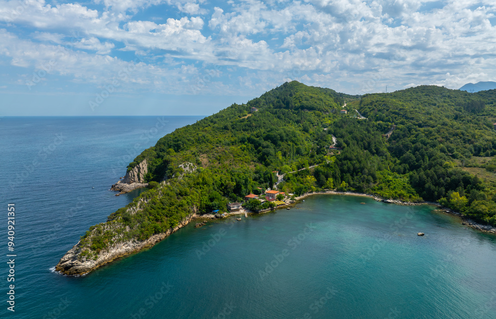 Fototapeta premium Gideros Bay, which bears the traces of the Genoese, where pirates took shelter in ancient times and is the natural harbor of the Square. Cide, Kastamonu, Turkey
