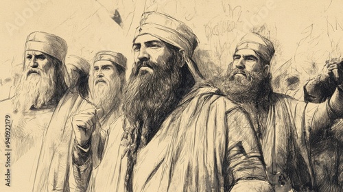 People of Judah Demonstrate Loyalty by Bringing Offerings and Tributes to Rehoboam in 2 Chronicles, Biblical Illustration for Faith-Based Art, Beige Background