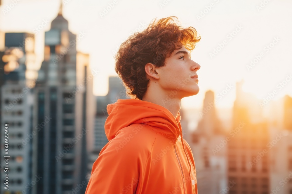 Young Gen Z Man Freerunning in Urban Setting - Active Lifestyle and Digital Detox Concept