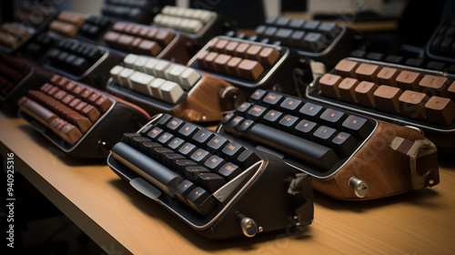 Close-up of an advanced tech keyboard demonstrating its sophisticated design and functionalists .