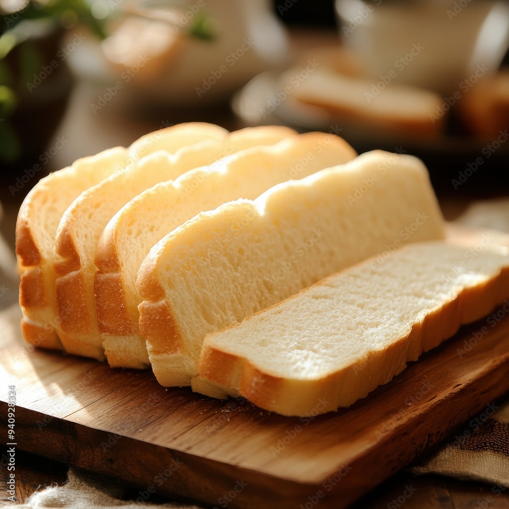 Sliced white bread on wooden board Sliced white bread on wooden board