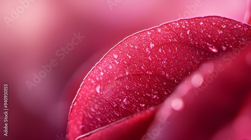  Close-up of a red flower with water drops on pink-red petals