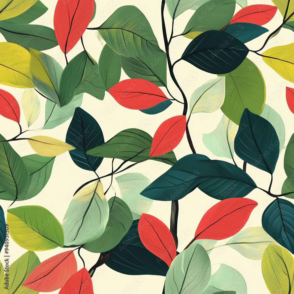 Botanical seamless pattern with leaves drawings beguiling colourways, for fabric, curtain, carpet, wallpaper, clothing, wrapping, vector illustration. Botanical seamless pattern with leaves drawings beguiling colourways, for fabric, curtain, carpet, wallpaper, clothing, wrapping, vector illustration.