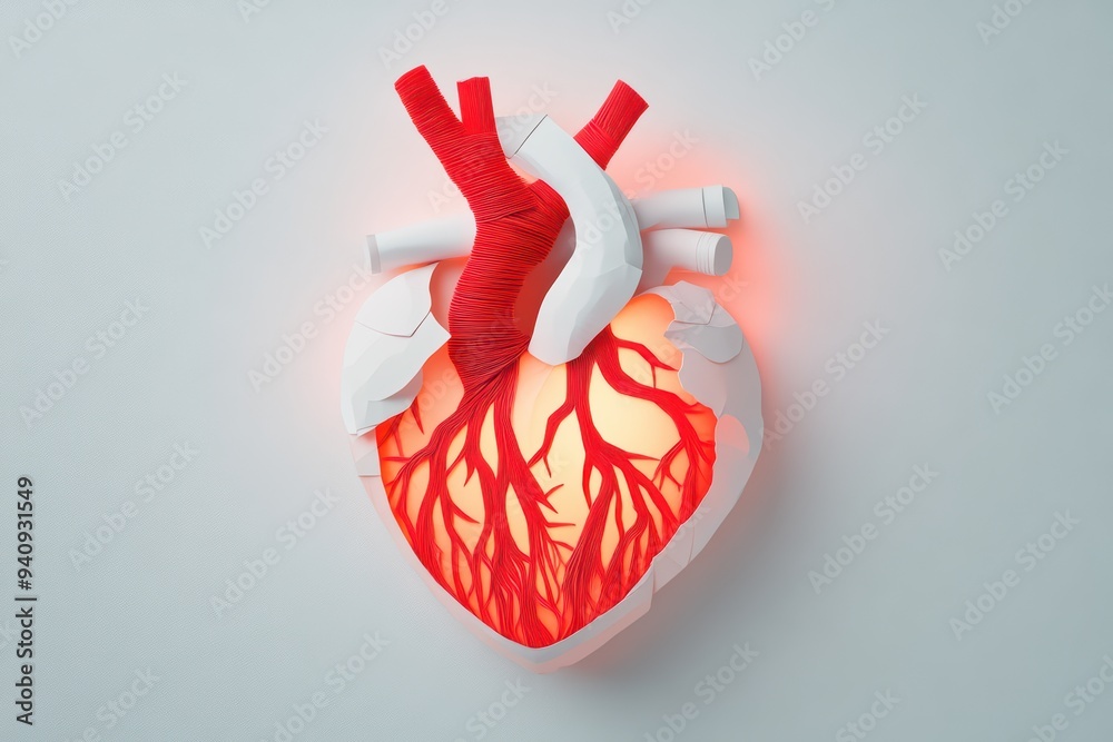 A creative illustration of a heart model showcasing intricate details and glowing elements, symbolizing life and vitality. A creative illustration of a heart model showcasing intricate details and glowing elements, symbolizing life and vitality.