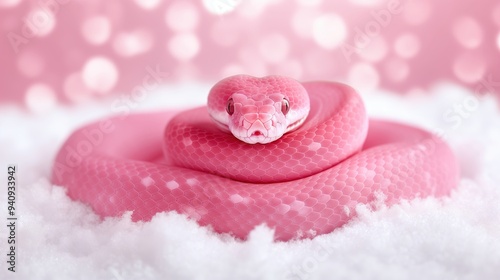 Pink Snake on Soft Background