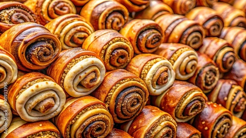 Close-up of various types of coiled kurtos roller traditional Szekler from Transylvania , kurtos, dessert, Hungarian photo