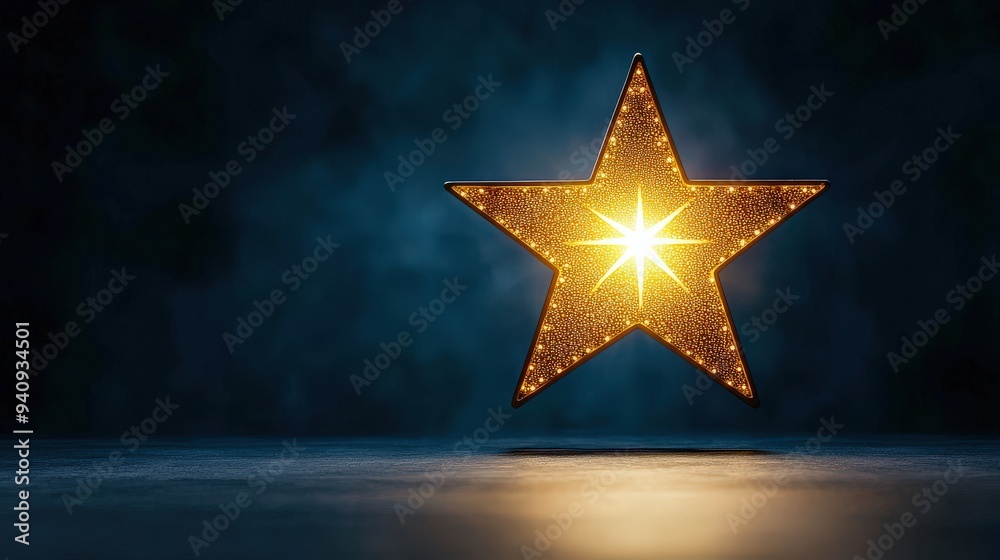 Fototapeta premium Brightly lit marquee with a shining star at the center