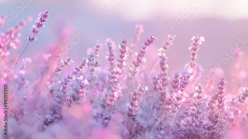  A crisp image of a lavender bundle in the foreground against a blue backdrop sky