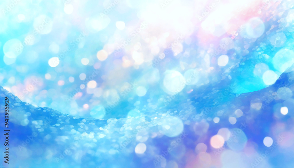 Fototapeta premium 水彩画、青色のテクスチャ、水中、涼しい、透明感、幻想的、キラキラ 2024