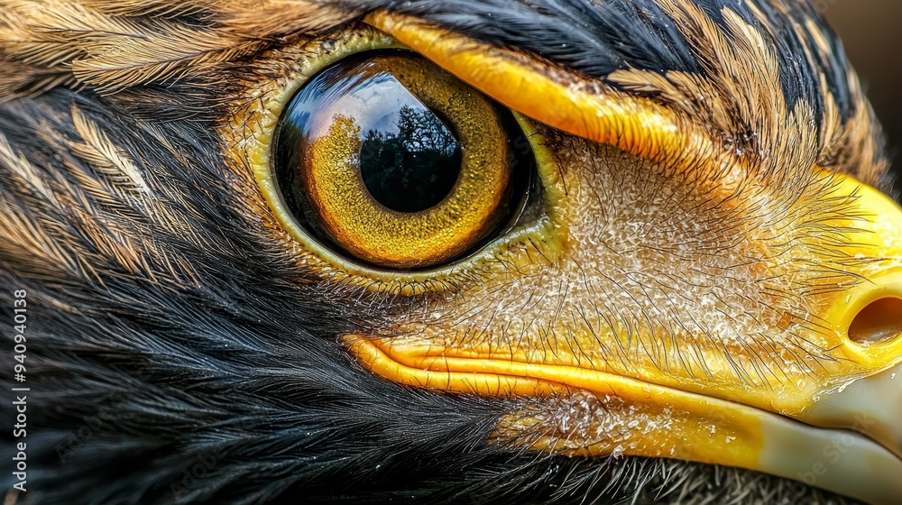 yellow-and-black feathers, yellow beady eye yellow-and-black feathers, yellow beady eye