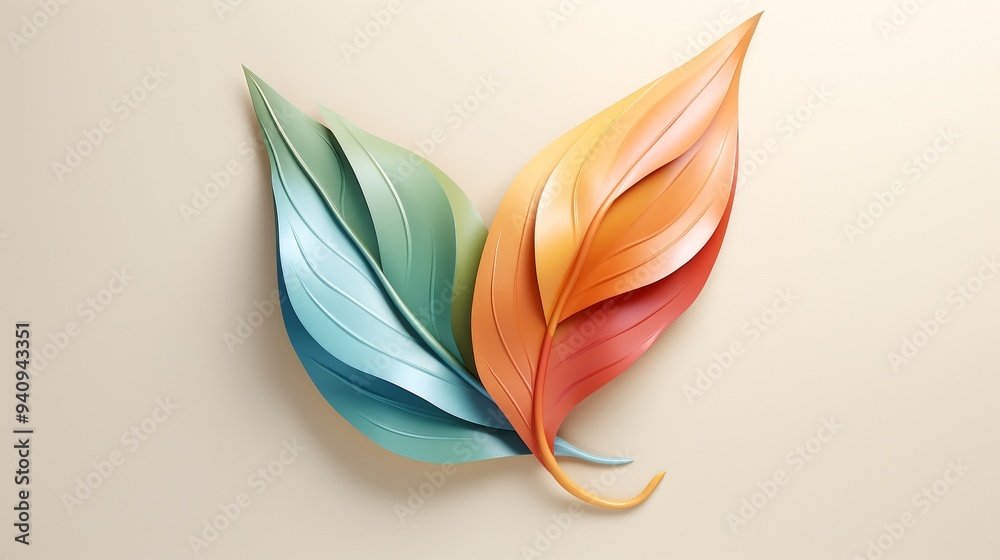 Stylized leaf design featuring vibrant colors and smooth curves, perfect for nature-themed projects and artistic displays. Stylized leaf design featuring vibrant colors and smooth curves, perfect for nature-themed projects and artistic displays.