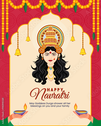 durga puja happy Navratri goddess durga maa Indian festival  garland decoration