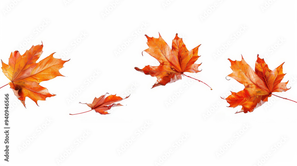Vibrant orange maple leaves scattered on a white background, capturing the essence of autumn and its natural beauty. Vibrant orange maple leaves scattered on a white background, capturing the essence of autumn and its natural beauty.